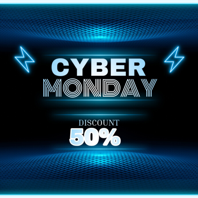 Blue Neon Modern Cyber Monday Sale Instagram Post template