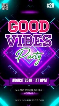 Blue Neon Music Night Party Reel Instagram template