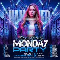 Blue Neon Music Party Instagram Post Video template