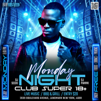 Blue Neon Night Club Event Instagram Post template