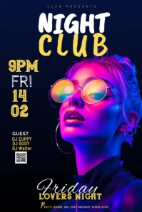 Blue Neon Night Club  Tumblr Graphic template