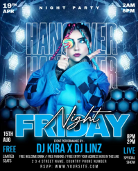 Blue Neon Night Party Instagram Portrait Video template