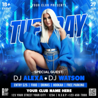 Blue Neon Night Party Square (1:1) template