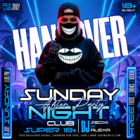 Blue Neon Nightclub Event Instagram Post template