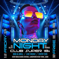 Blue Neon Nightclub Event Instagram Post Video template