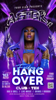 Blue Neon Nightclub Event Instagram Story Video template