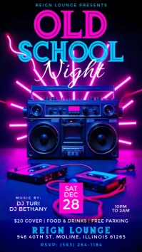 Blue Neon Old School Night Instagram Story template