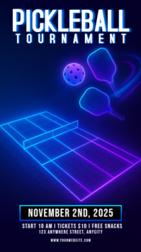 Blue Neon Pickleball Tournament Instagram Story template