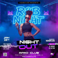Blue Neon R&B Night Club Event Instagram Post template