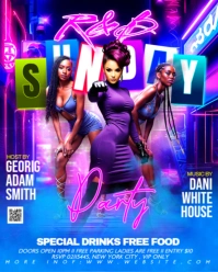 Blue Neon R&b Sunday Special Party Template Instagram Portrait