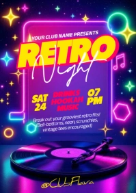 Blue Neon Retro Night A5 template