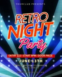 Blue Neon Retro Night Party Instagram Portrait template