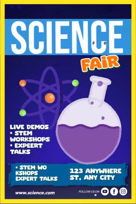 Blue Neon Science Fair Flyer, Poster Template | PosterMyWall