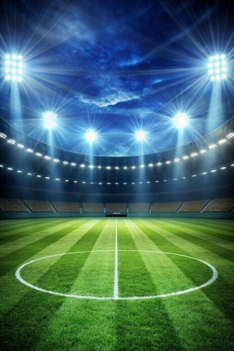 Football Line Background Copy of Blue Neon Soccer Field And Spotlight Background In The Stadium ...