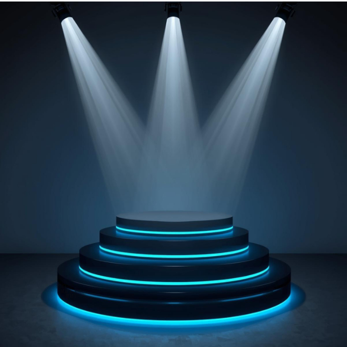 Blue Neon Stage Podium Display Templat | PosterMyWall