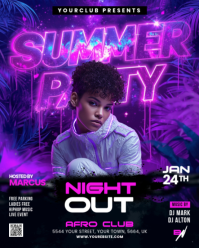 Blue Neon Summer Party Instagram Portrait template