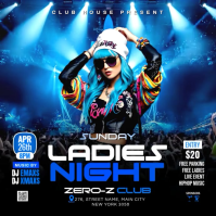 Blue Neon Sunday Night Club Party Square Video สี่เหลี่ยมจัตุรัส (1:1) template