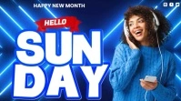 Blue Neon Sunday Vibes Design  Digital Display (16:9) template