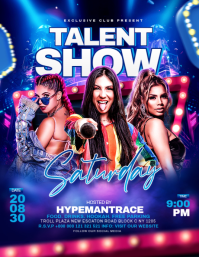 Blue Neon Talent Show Flyer Iflaya (Incwadi ye-US) template