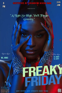 Blue Neon This Is A Striking Poster Design Template For A "freaky Friday" Event. Pinterest Graphic