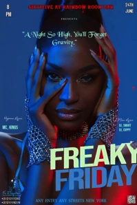 Blue Neon This Is A Striking Poster Design Template For A "freaky Friday" Event. Pinterest Graphic