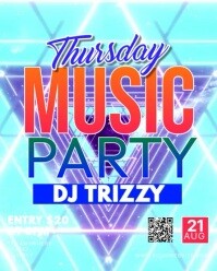 Blue Neon Thursday Music Party Instagram Portrait template