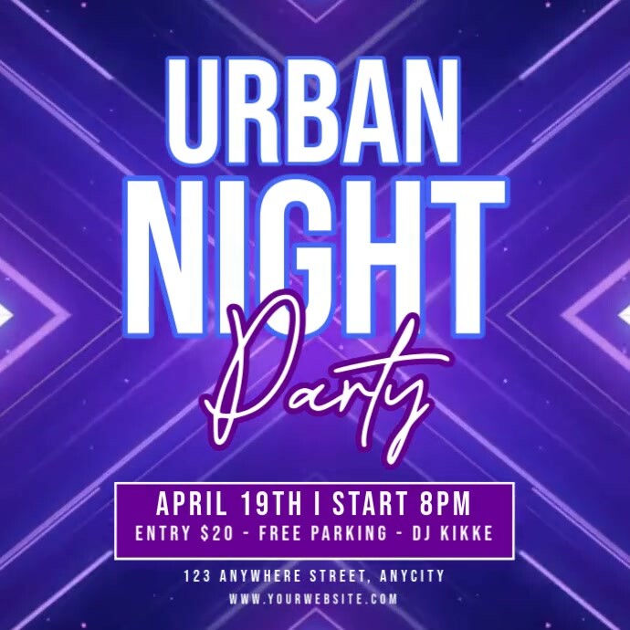 Blue Neon Urban Night Party Pos Instagram template