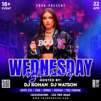 Blue Neon Wednesday Night Party Square Video template