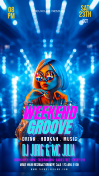 Blue Weekend Groove Party Instagram Story Template