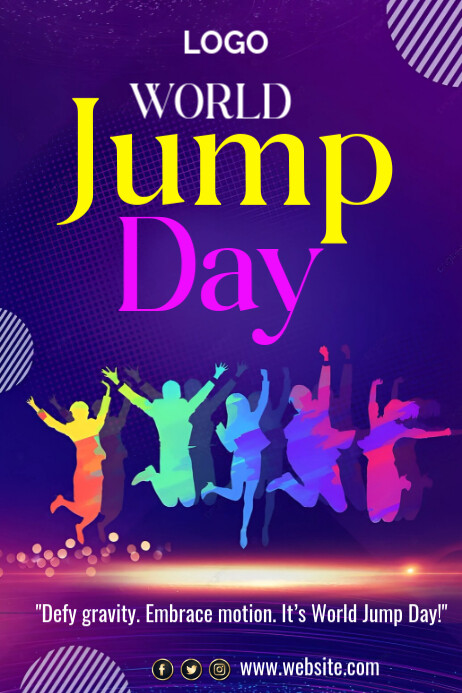 Blue Neon World Jump Day  Poster Cartaz template