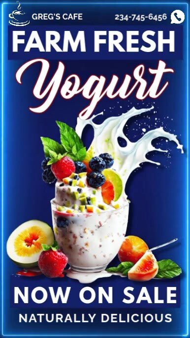 Blue Neon Yoghurt Ad Instagram Reel template
