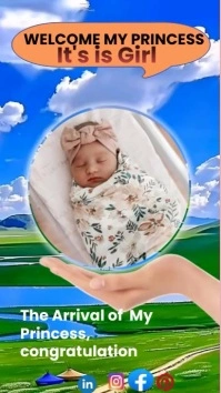 Blue  New Baby Arrival Video Instagram Reel template