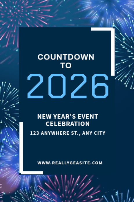 Blue  New Year Countdown Poster template