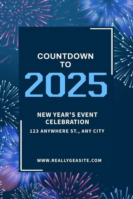 Blue  New Year Countdown Poster Plakat template