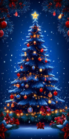 Blue night Christmas celebration Roll Up Banner 3' × 6' template