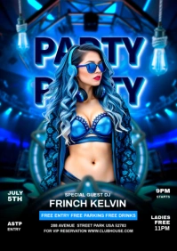 Blue night party A5 template