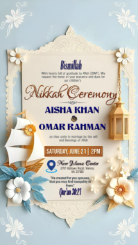 Blue Nikkah Ceremony Instagram Story Template | Islamic Wedding  Invitation Design Instagram-Story