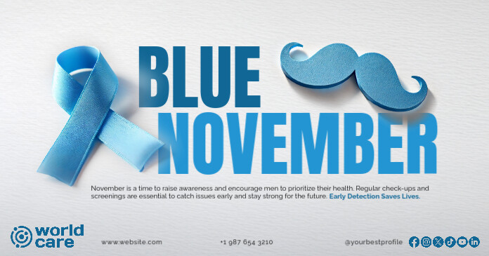 November Ribbons Copy of Blue November Ribbon and Moustache Facebook Image | PosterMyWall