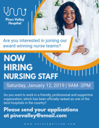 Blue Nurse Job Hiring Flyer template