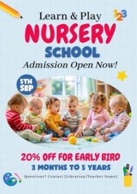 Blue Nursery School A5 template