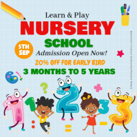 Blue Nursery School Instagram Post Instagram-opslag template