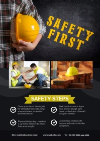 Blue Office Safety Work from Home Guidelines A6 template