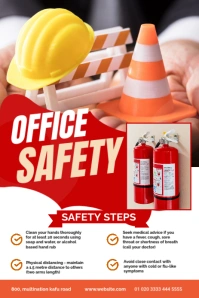 Blue Office Safety Work from Home Guidelines Pinterest Graphic template