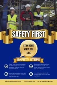 Blue Office Safety Work from Home Guidelines Bannière 4' × 6' template