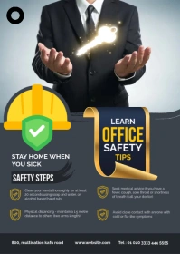 Blue Office Safety Work from Home Guidelines A6 template