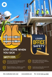 Blue Office Safety Work from Home Guidelines Pinterest Graphic template