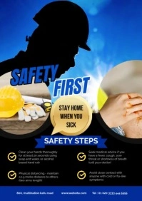 Blue Office Safety Work from Home Guidelines A2 template