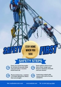Blue Office Safety Work from Home Guidelines A5 template