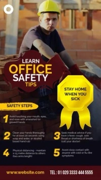 Blue Office Safety Work from Home Guidelines Instagram Reel template