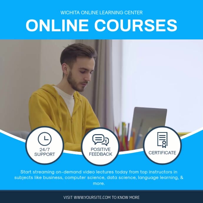 Blue Online Courses Offer Video Ad Template | PosterMyWall